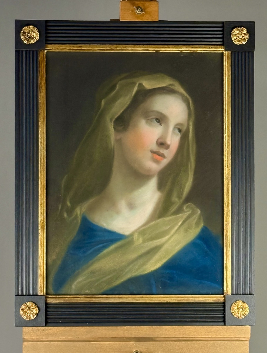 CERCLE  DEBENEDETTO LUTI – PASTEL DU XVIIIe SIÈCLE REPRÉSENTANT LA VIERGE.-photo-4