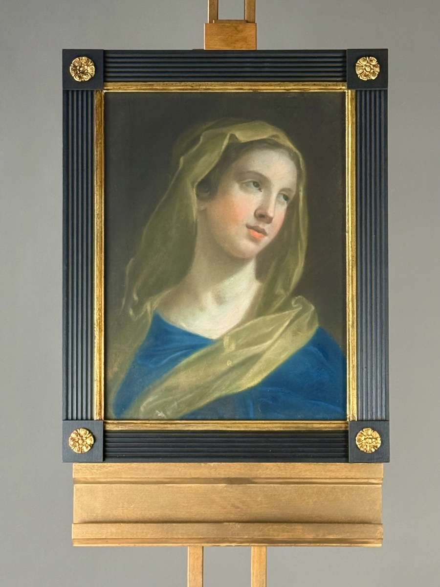 CERCLE  DEBENEDETTO LUTI – PASTEL DU XVIIIe SIÈCLE REPRÉSENTANT LA VIERGE.-photo-1