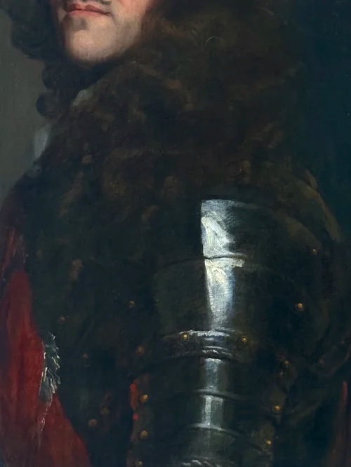JOHN GREENHILL (vers 1644-1676) – PORTRAIT À MI-CORPS D'UN CAVALIER EN ARMURE AVEC UNE ÉCHARPE -photo-2