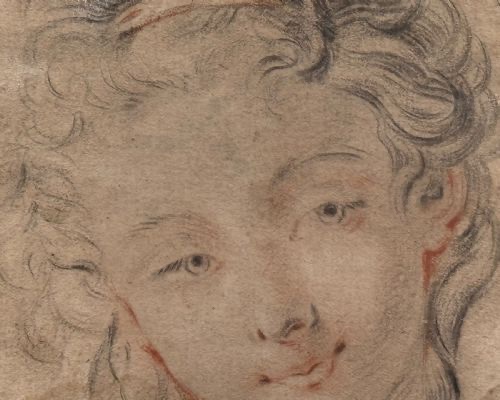 DESSIN REPRÉSENTANT UNE TÊTE DE BELLE FEMME, ÉCOLE FRANÇAISE DU XVIIIe SIÈCLE-photo-3