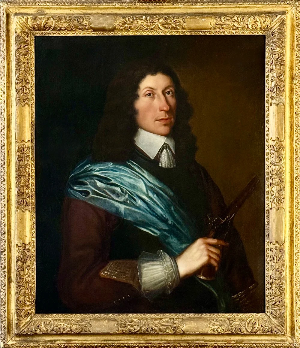 École Irlandaise XVIIe siècle – Portrait de M  Pennefather (1618-1688), brandissant un pistolet-photo-3
