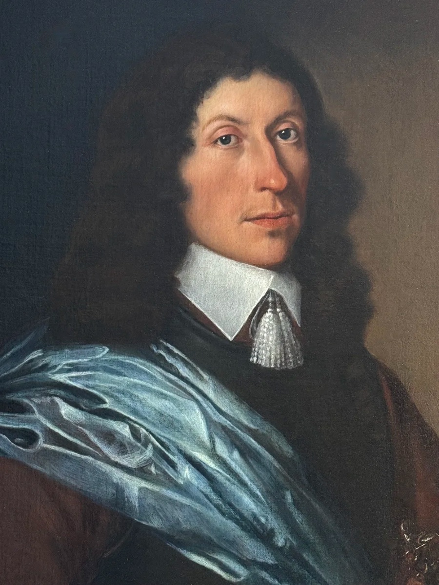 École Irlandaise XVIIe siècle – Portrait de M  Pennefather (1618-1688), brandissant un pistolet-photo-2