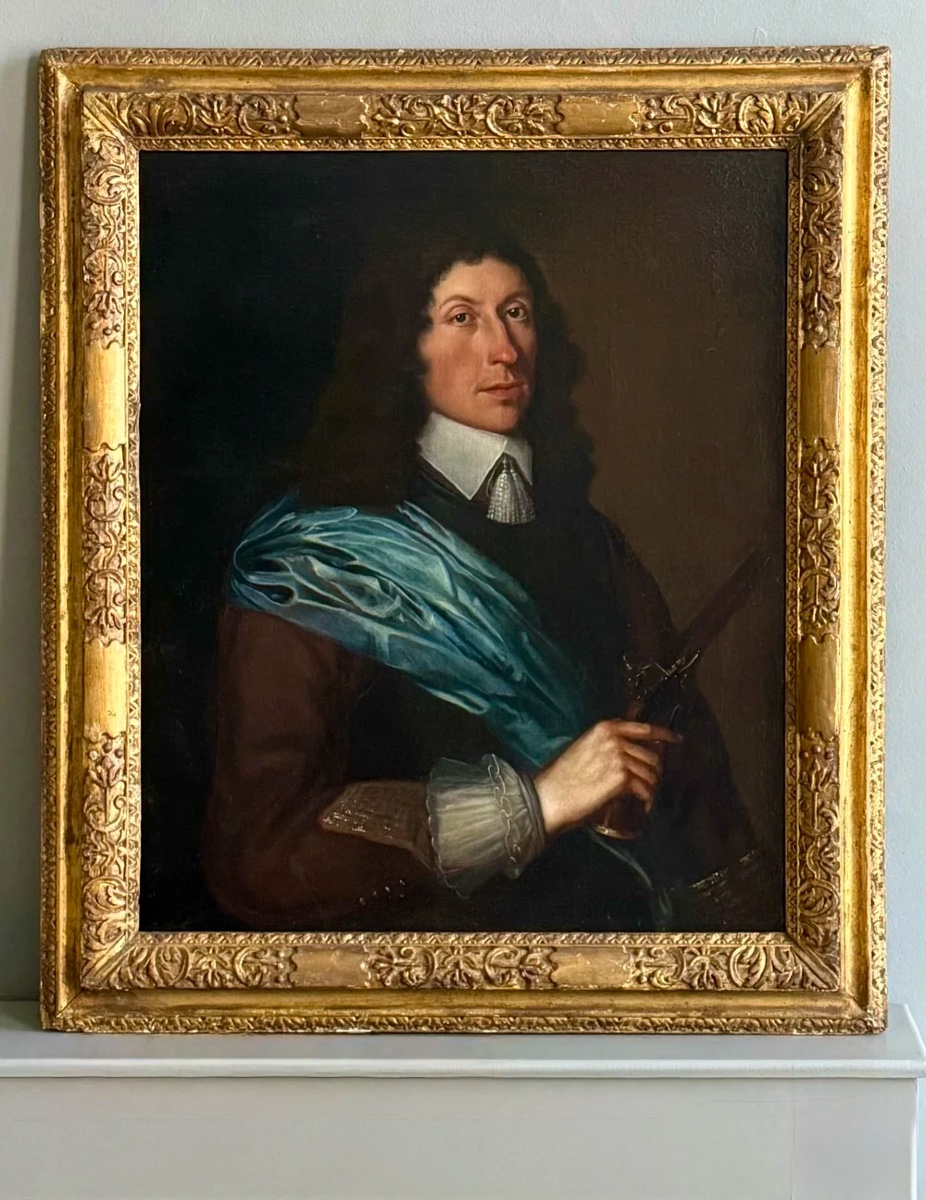 École Irlandaise XVIIe siècle – Portrait de M  Pennefather (1618-1688), brandissant un pistolet-photo-4