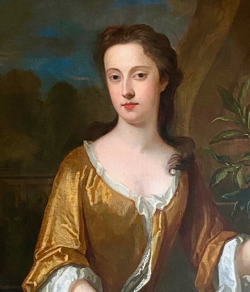 Portrait Anglais d'une Dame De La Fin Du 17&egrave;me Si&egrave;cle Cercle de Charles Jervas (1675-1739)-photo-1