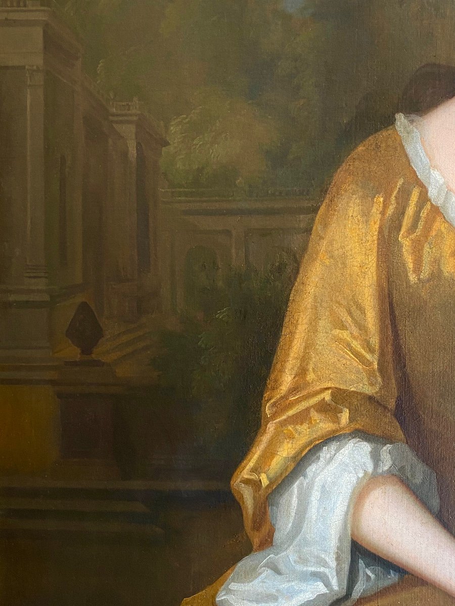 Portrait Anglais d'une Dame De La Fin Du 17&egrave;me Si&egrave;cle Cercle de Charles Jervas (1675-1739)-photo-2