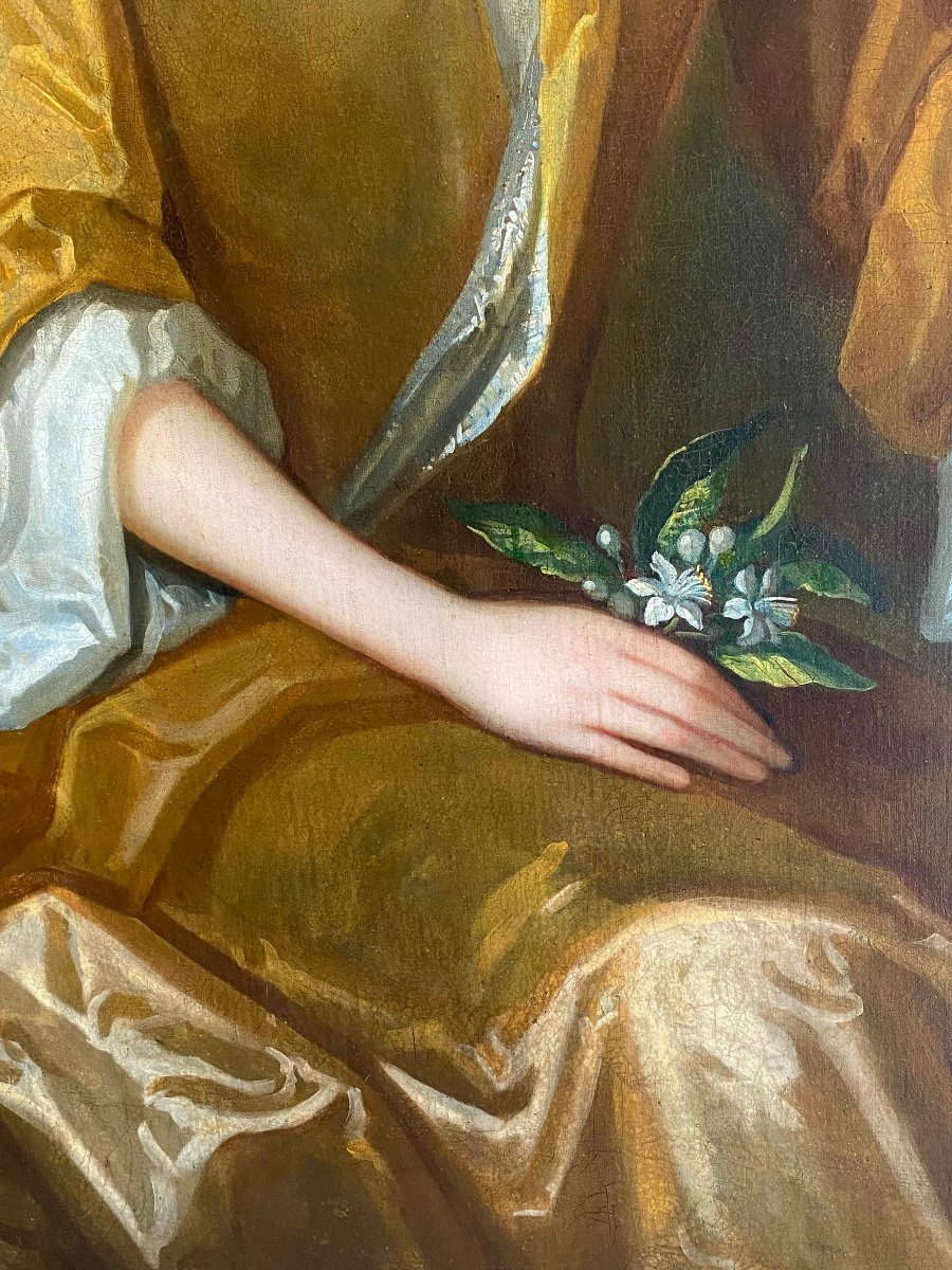 Portrait Anglais d'une Dame De La Fin Du 17&egrave;me Si&egrave;cle Cercle de Charles Jervas (1675-1739)-photo-3