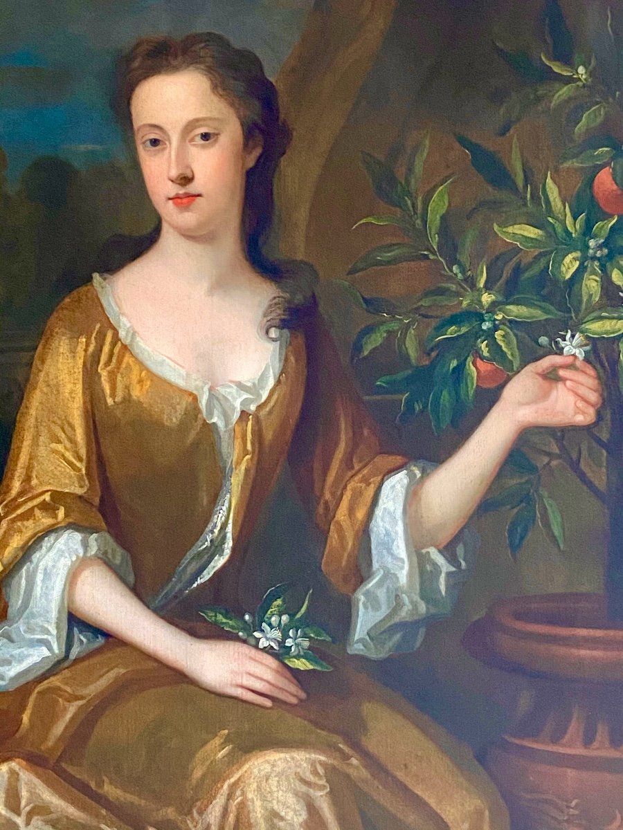 Portrait Anglais d'une Dame De La Fin Du 17&egrave;me Si&egrave;cle Cercle de Charles Jervas (1675-1739)-photo-6