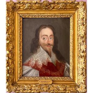 17th Century Oil On Panel Portrait Of Charles I - By Henry Stone (1616-1653)