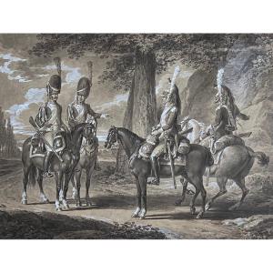 Quatre Cavaliers Français Dans Une Clairière C.1810 - Vincenz Georg Kininger (1767-1851)