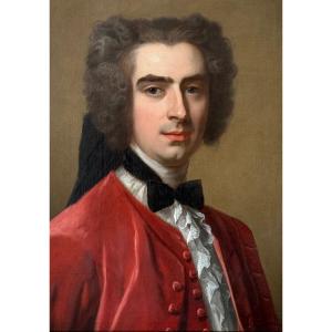 Atelier de  Jean-Baptiste van Loo (1684-1745) - Portrait d'un Homme en habit rouge 
