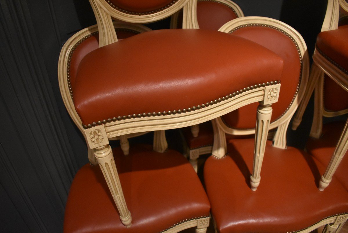 Suite Of Six Louis XVI Style Chairs-photo-4