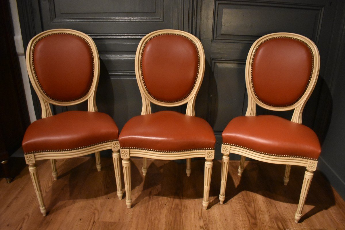 Suite Of Six Louis XVI Style Chairs-photo-3