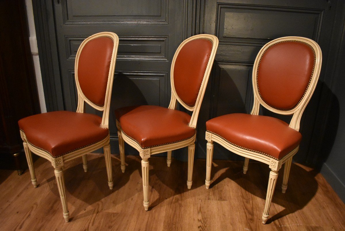 Suite Of Six Louis XVI Style Chairs-photo-5