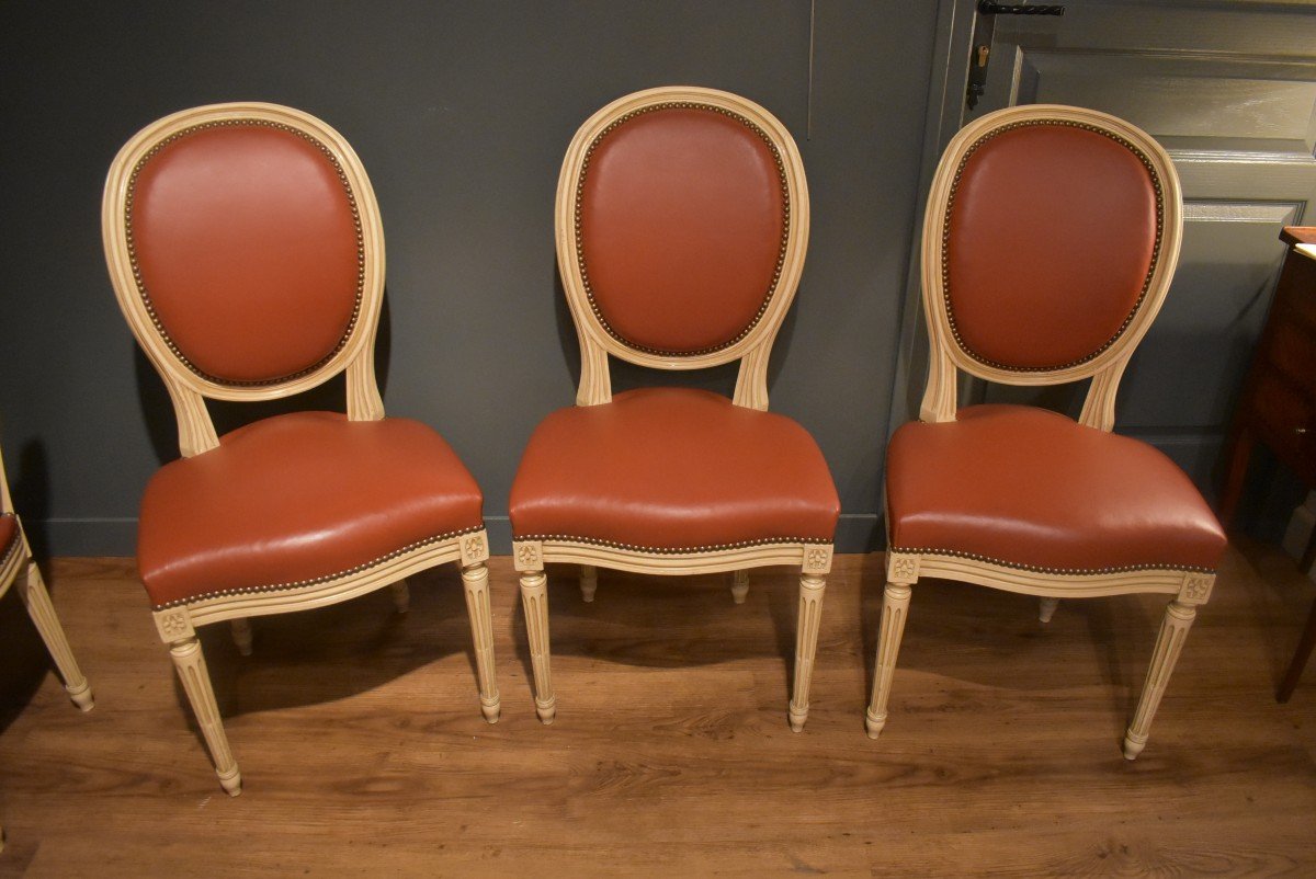 Suite Of Six Louis XVI Style Chairs-photo-7