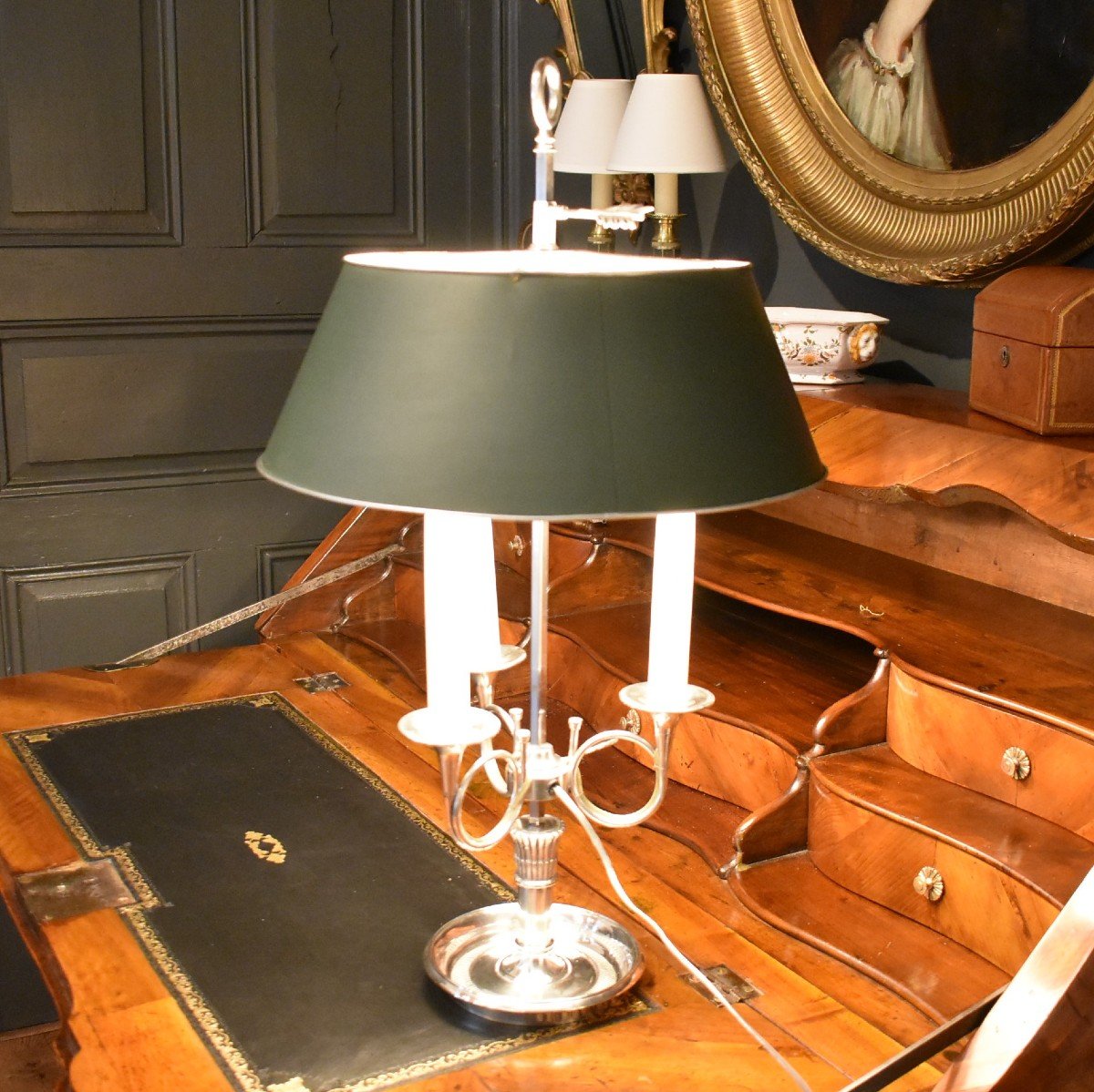 Lampe Bouillotte à Double Réglage En Métal Argenté-photo-2