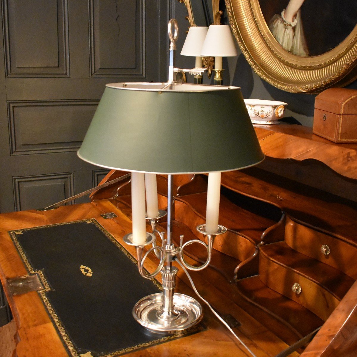 Lampe Bouillotte à Double Réglage En Métal Argenté-photo-4