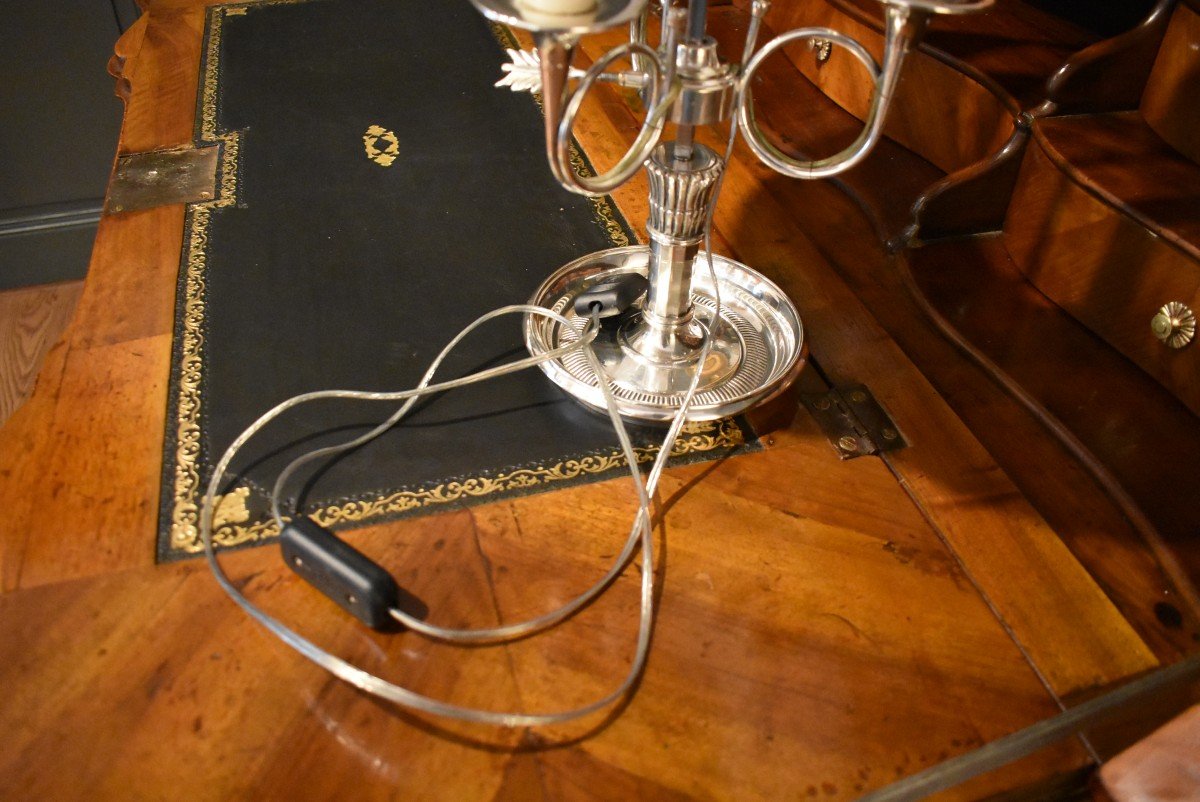 Lampe Bouillotte à Double Réglage En Métal Argenté-photo-4