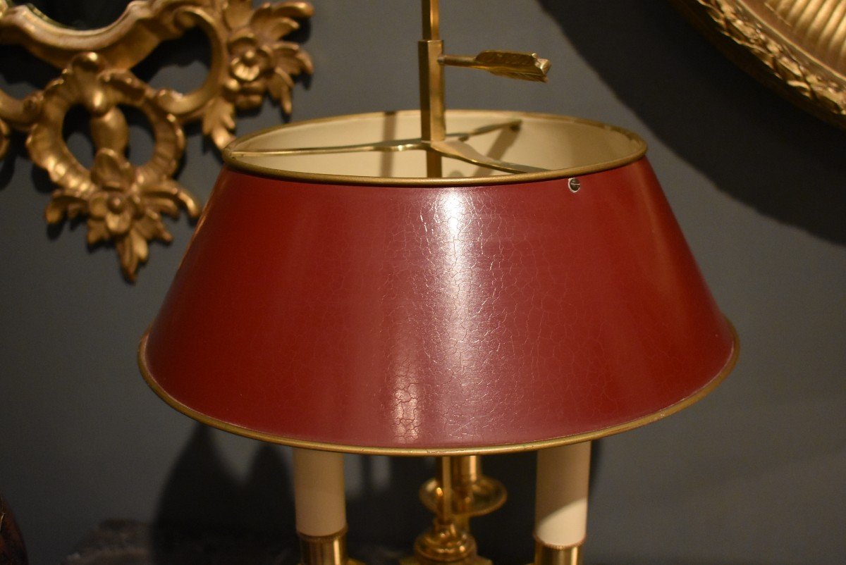 Hot Water Bottle Lamp With Three Lights With Red Lampshade-photo-2