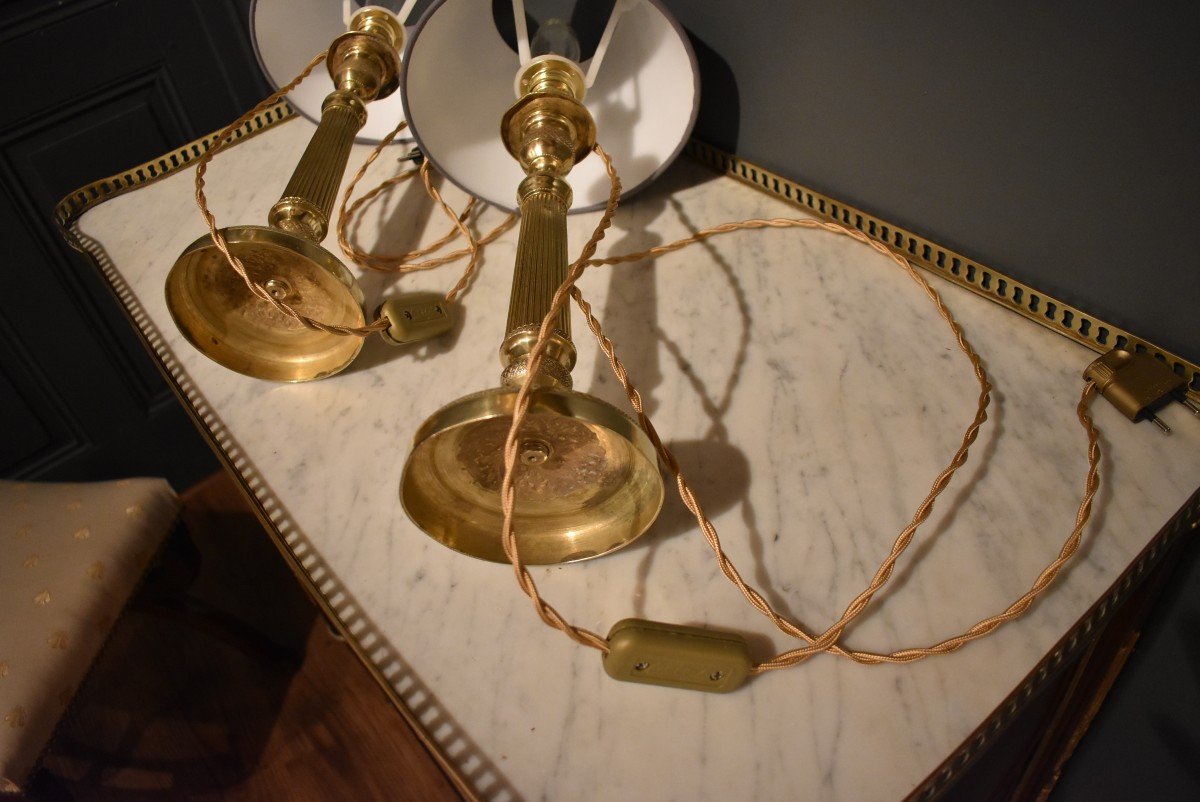 Pair Of Bronze And Brass Lamps-photo-7