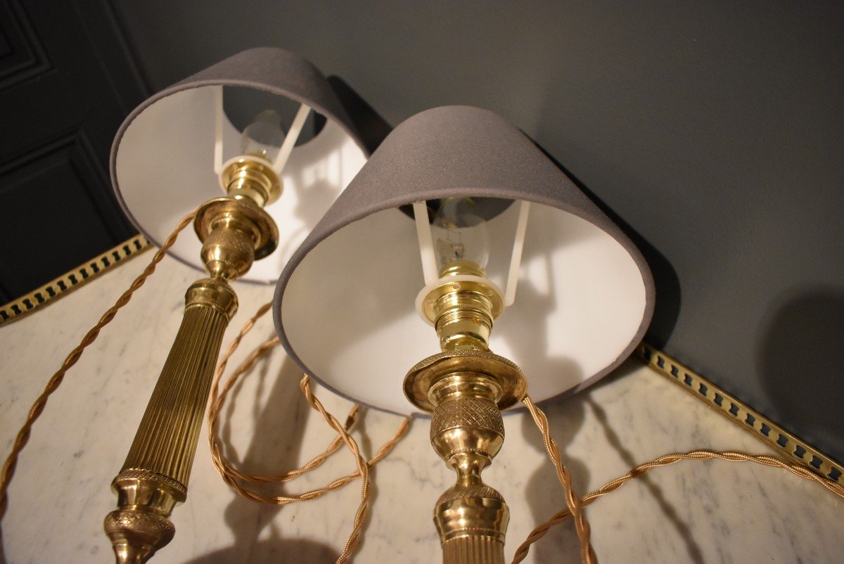 Pair Of Bronze And Brass Lamps-photo-8