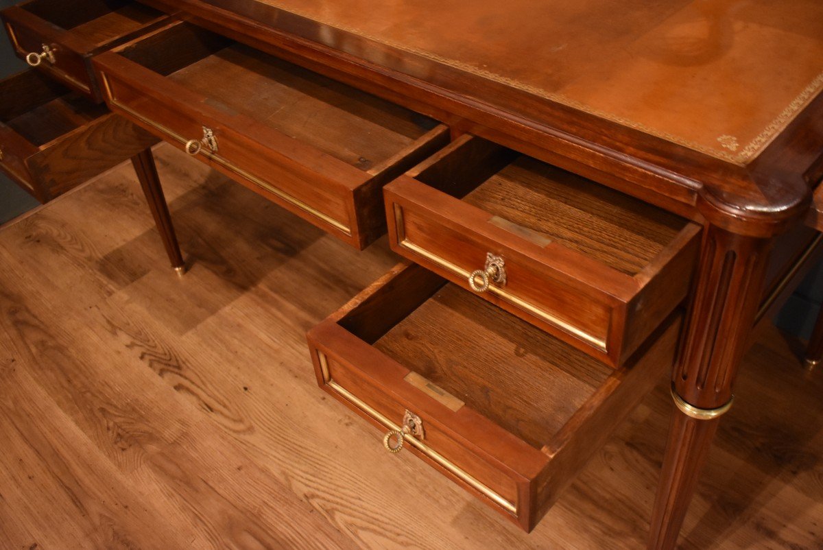Louis XVI Style Flat Desk In Mahogany-photo-1