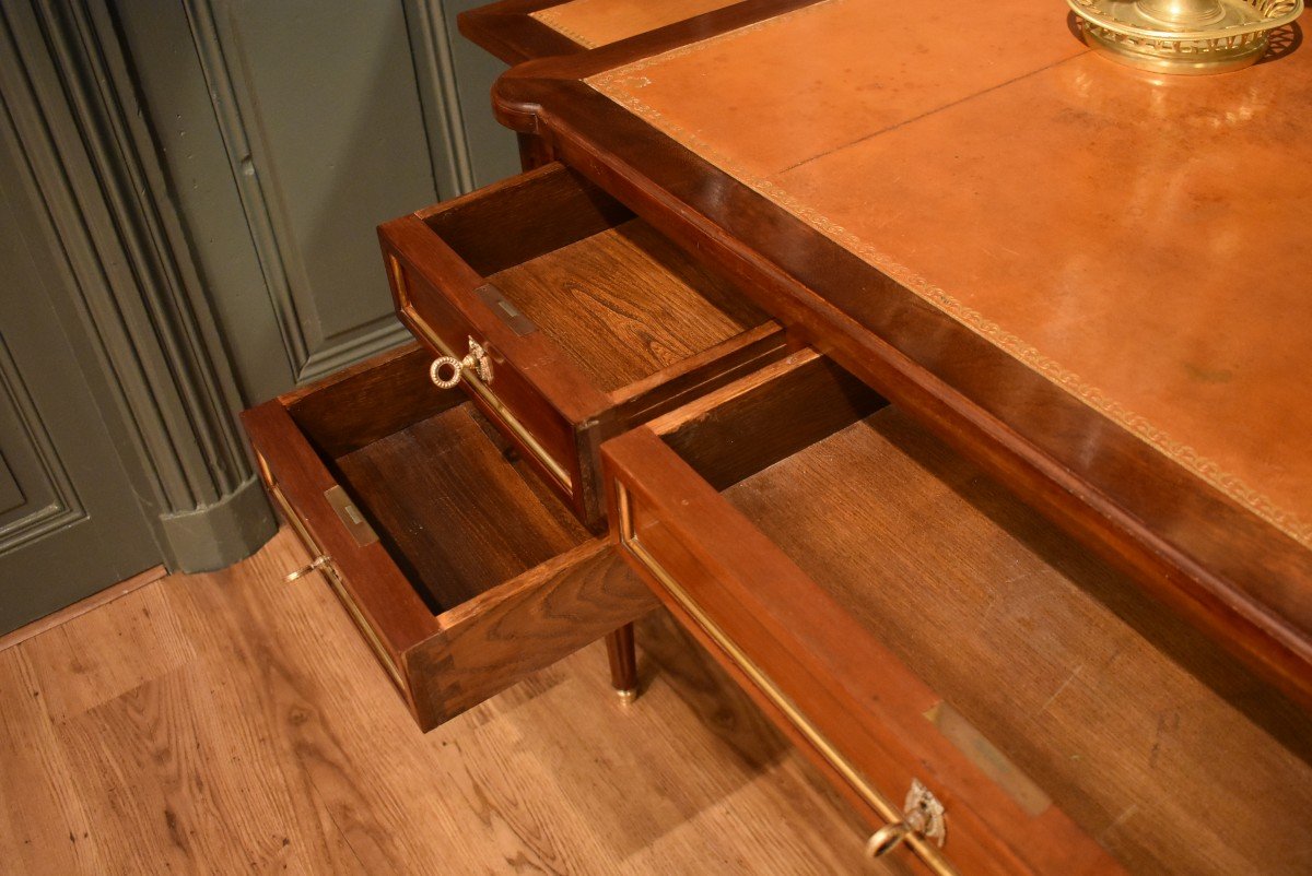 Louis XVI Style Flat Desk In Mahogany-photo-2