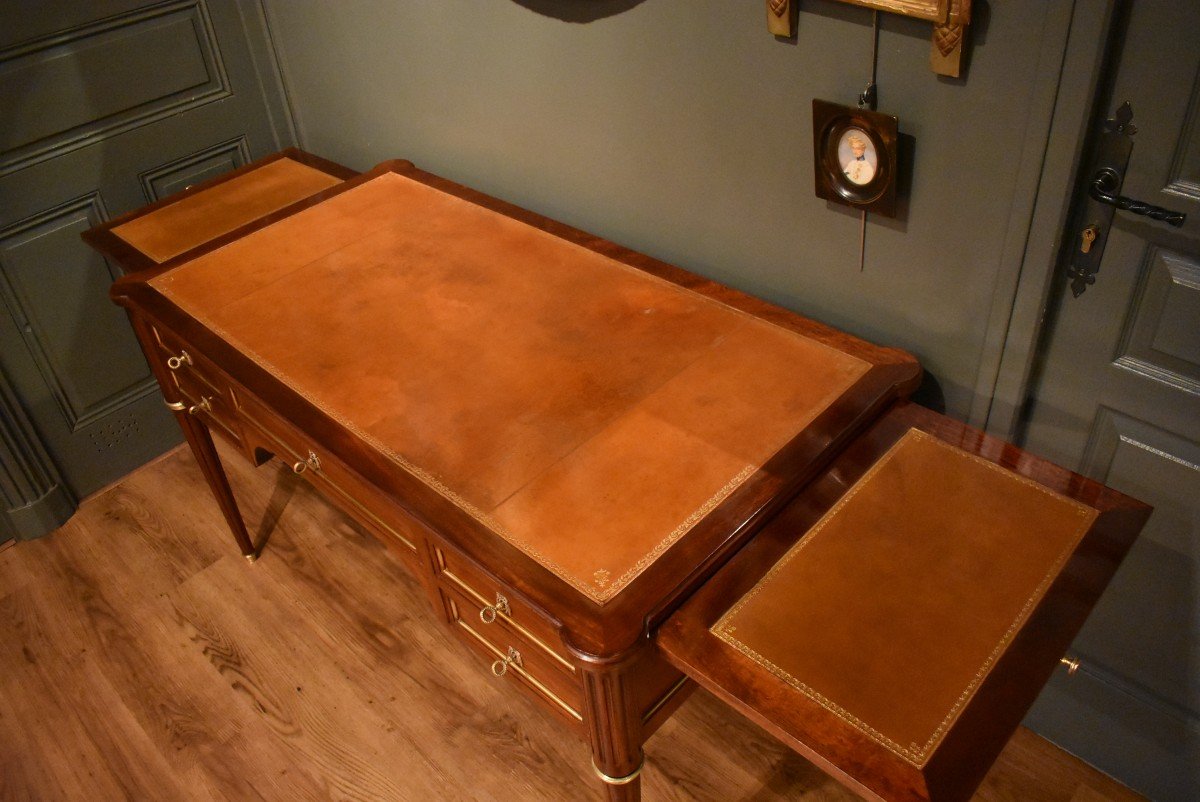 Louis XVI Style Flat Desk In Mahogany-photo-3
