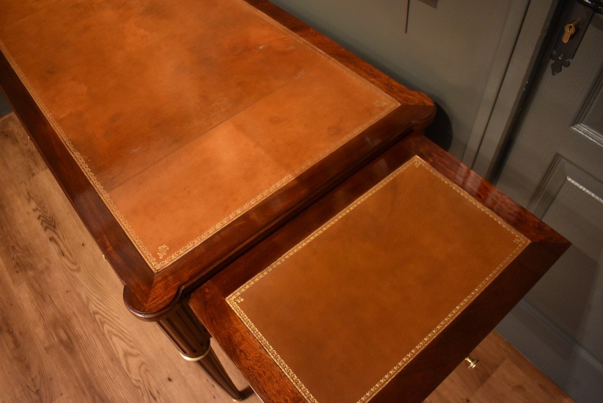 Louis XVI Style Flat Desk In Mahogany-photo-4