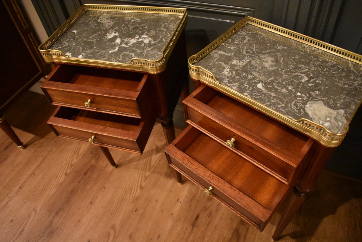 Pair Of Louis XVI Style Bedside Tables-photo-4