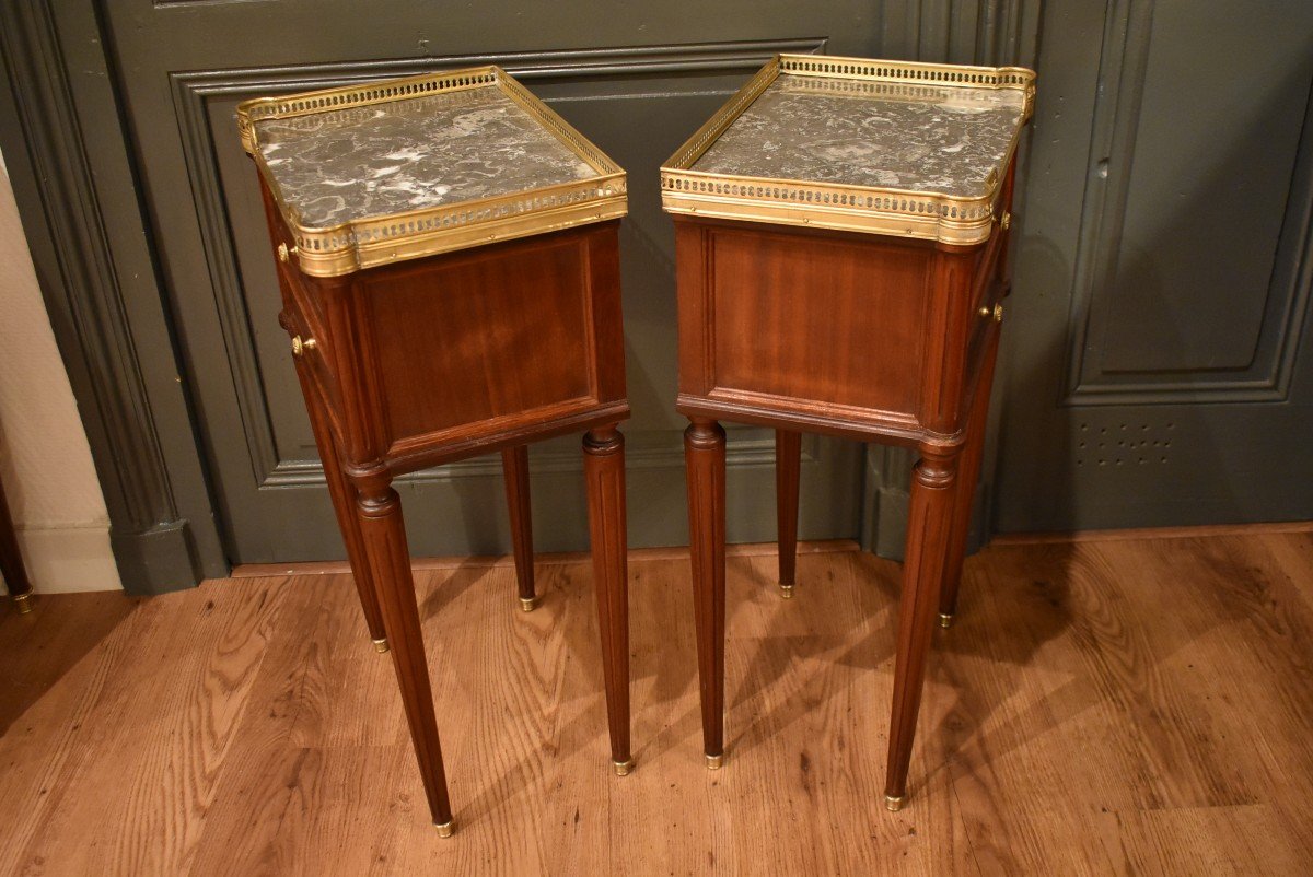 Pair Of Louis XVI Style Bedside Tables-photo-7