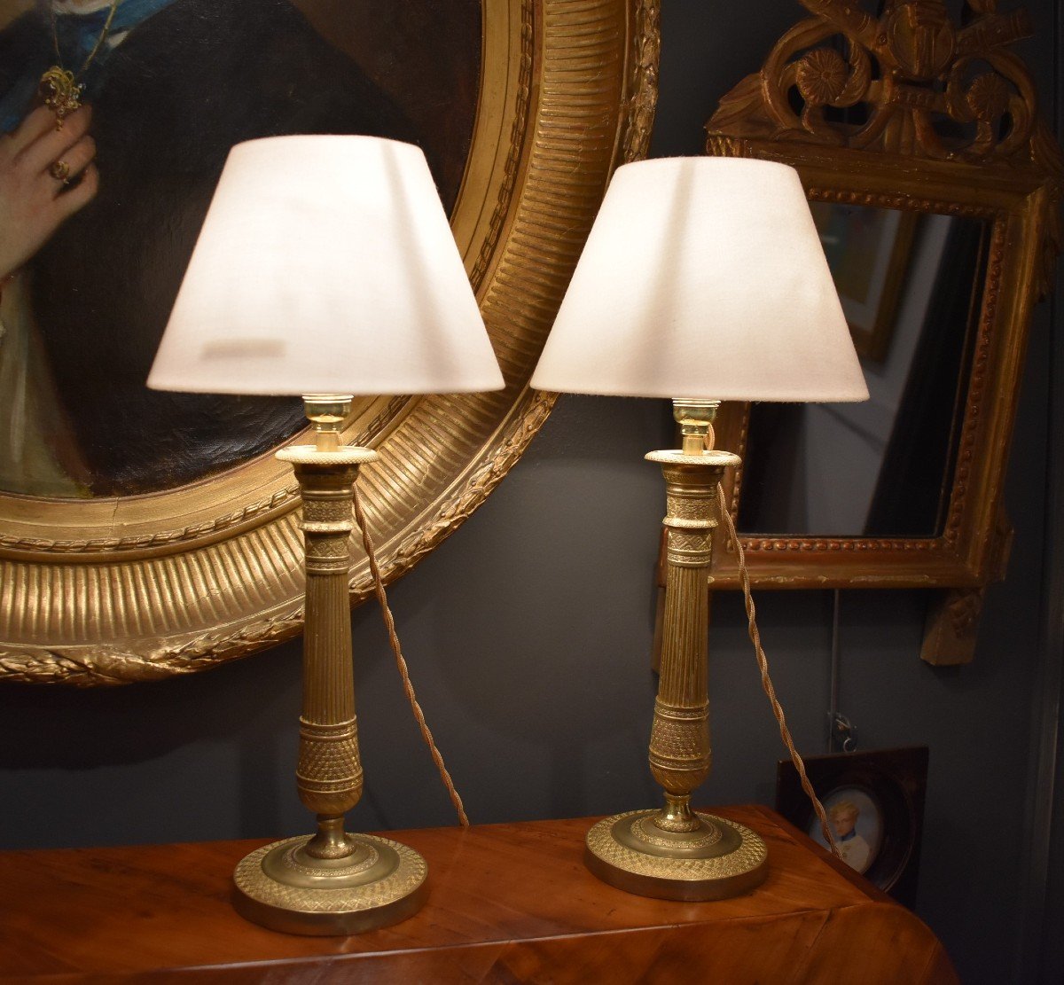 Pair Of Bronze And Gilt Bronze Lamps