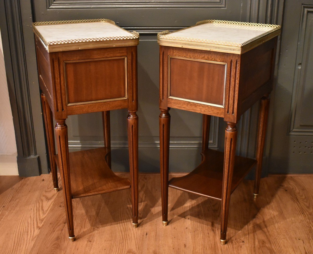 Pair Of Louis XVI Style Bedside Tables-photo-6