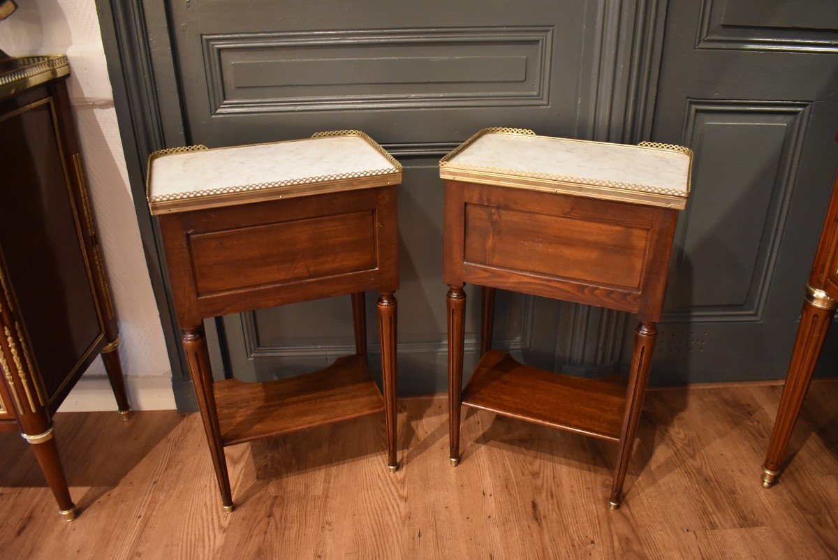 Pair Of Louis XVI Style Bedside Tables-photo-7