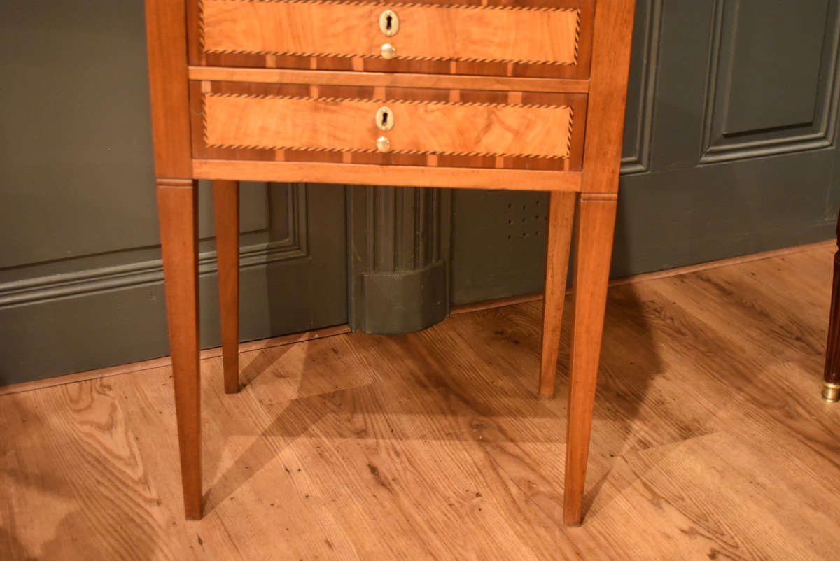 Louis XVI Bedside Table In Marquetry-photo-1