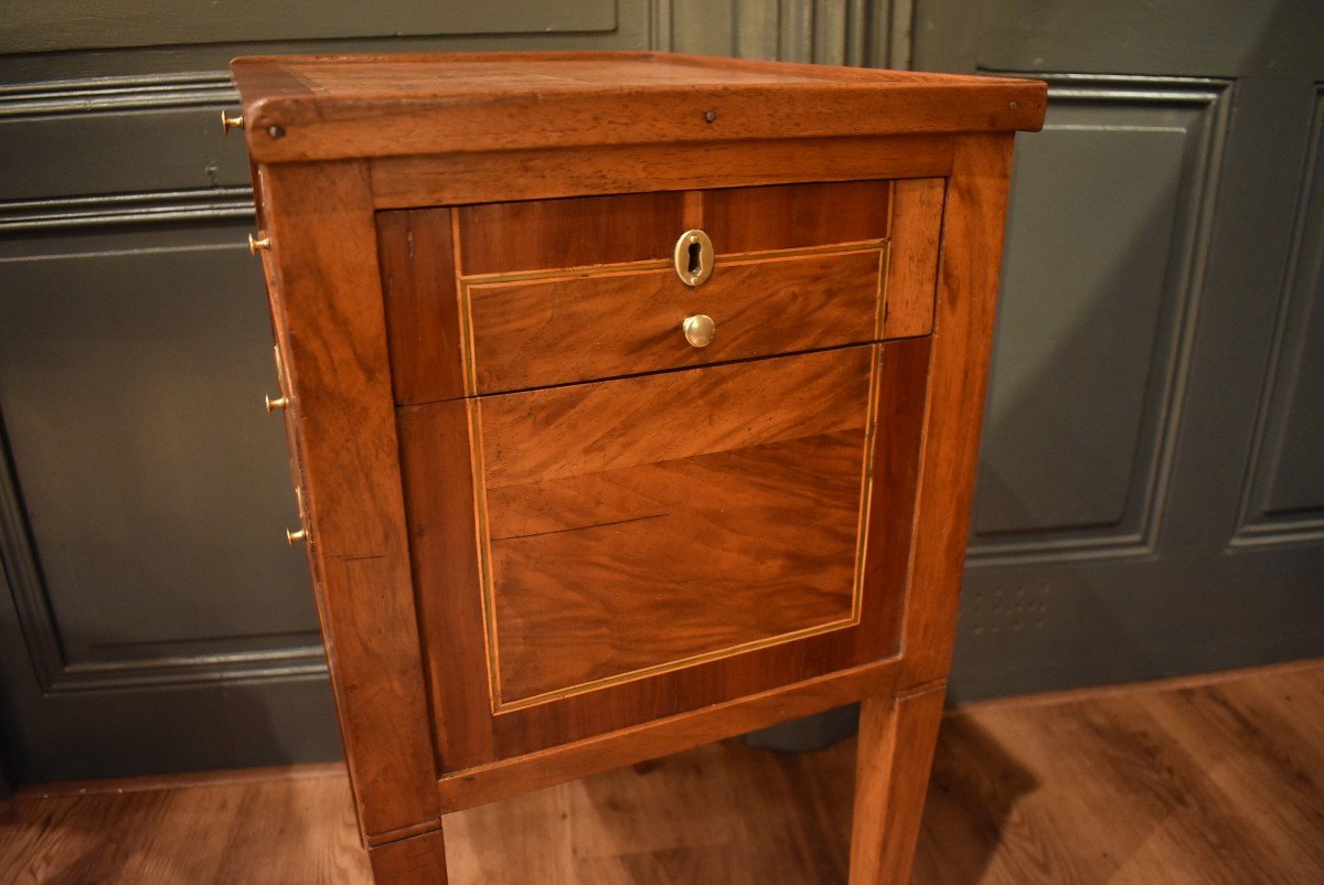 Louis XVI Bedside Table In Marquetry-photo-5