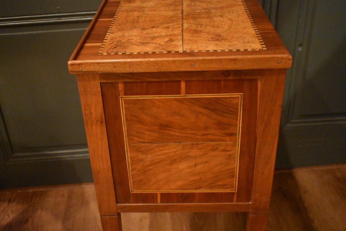 Louis XVI Bedside Table In Marquetry-photo-8