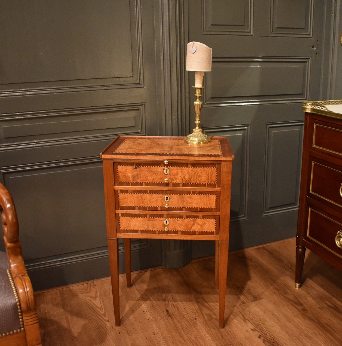 Louis XVI Bedside Table In Marquetry