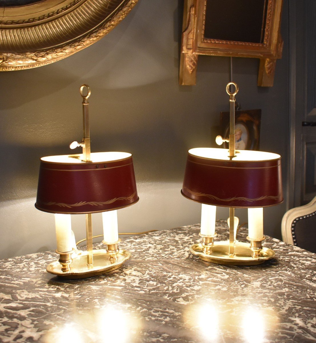 Pair Of Small  Bouillotte Lamps