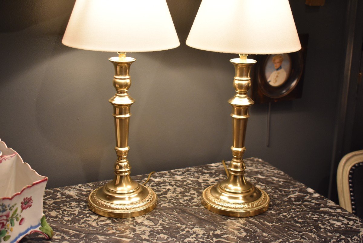 Paire De Lampes En Bronze-photo-3
