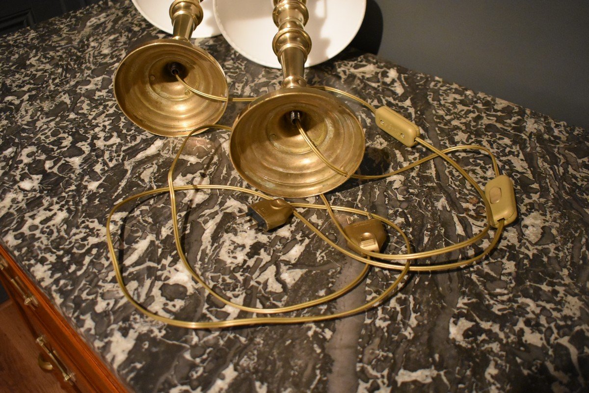 Paire De Lampes En Bronze-photo-6
