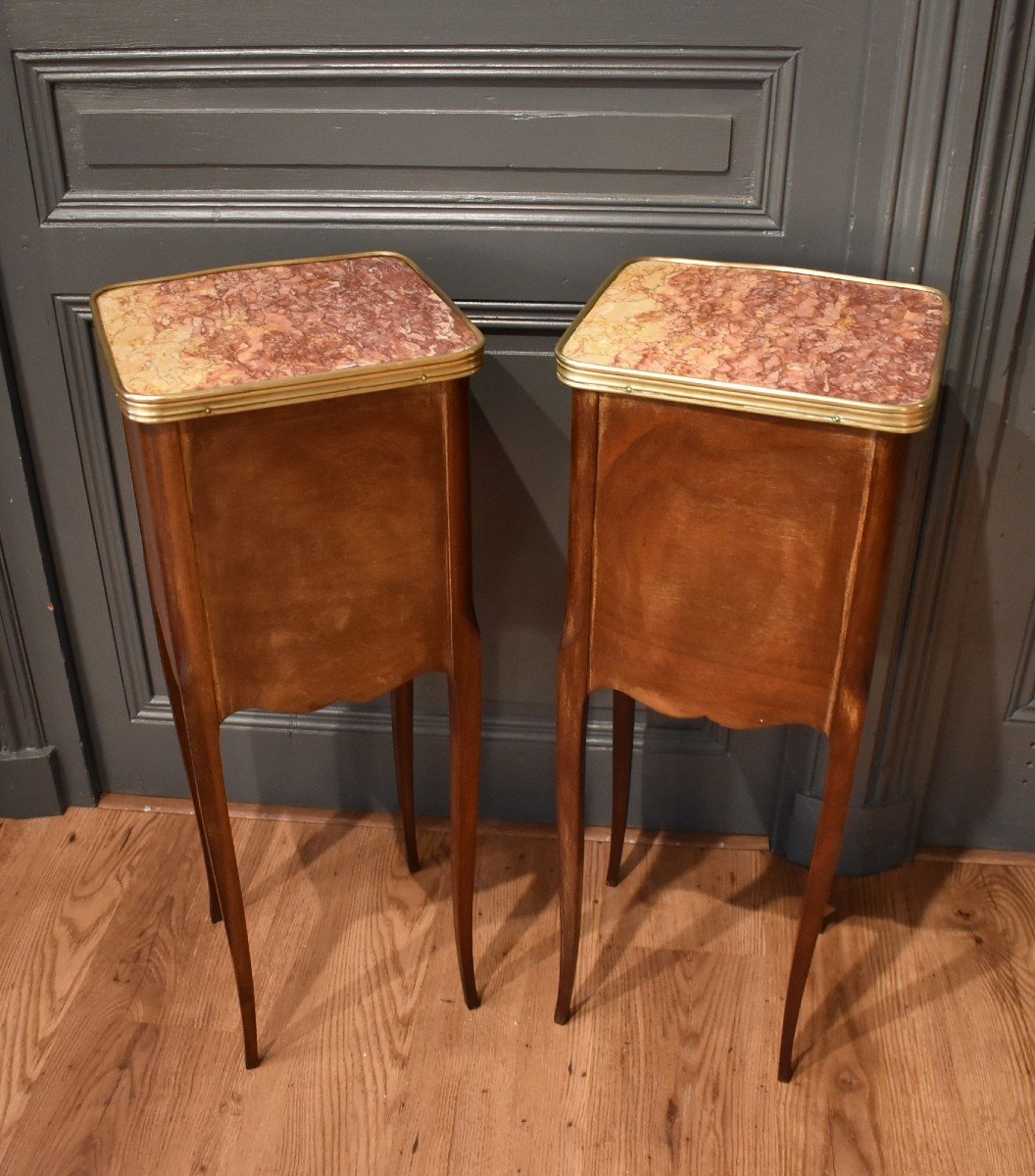 Paire De Petits Chevets En Marqueterie-photo-5