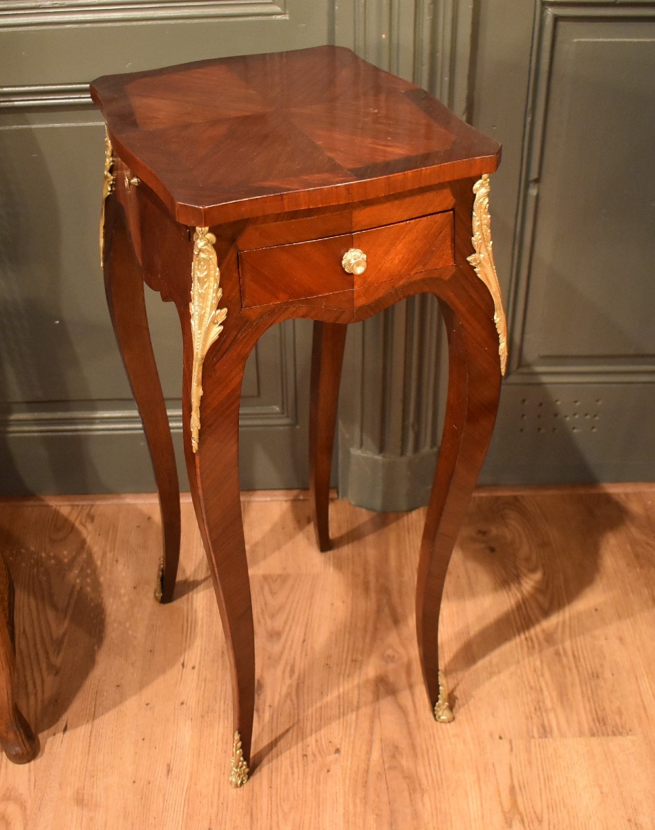 Petite Table d'Appoint En Marqueterie-photo-2