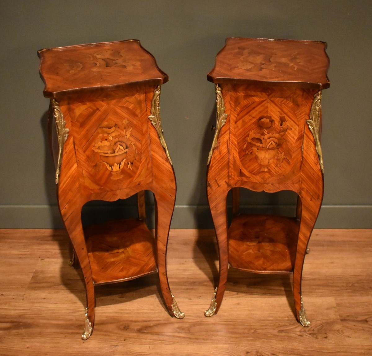 Paire De Chevets Marquetés De Style Louis XV-photo-4