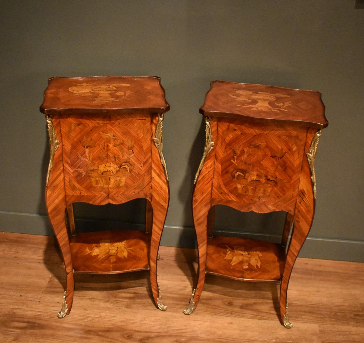 Paire De Chevets Marquetés De Style Louis XV-photo-5