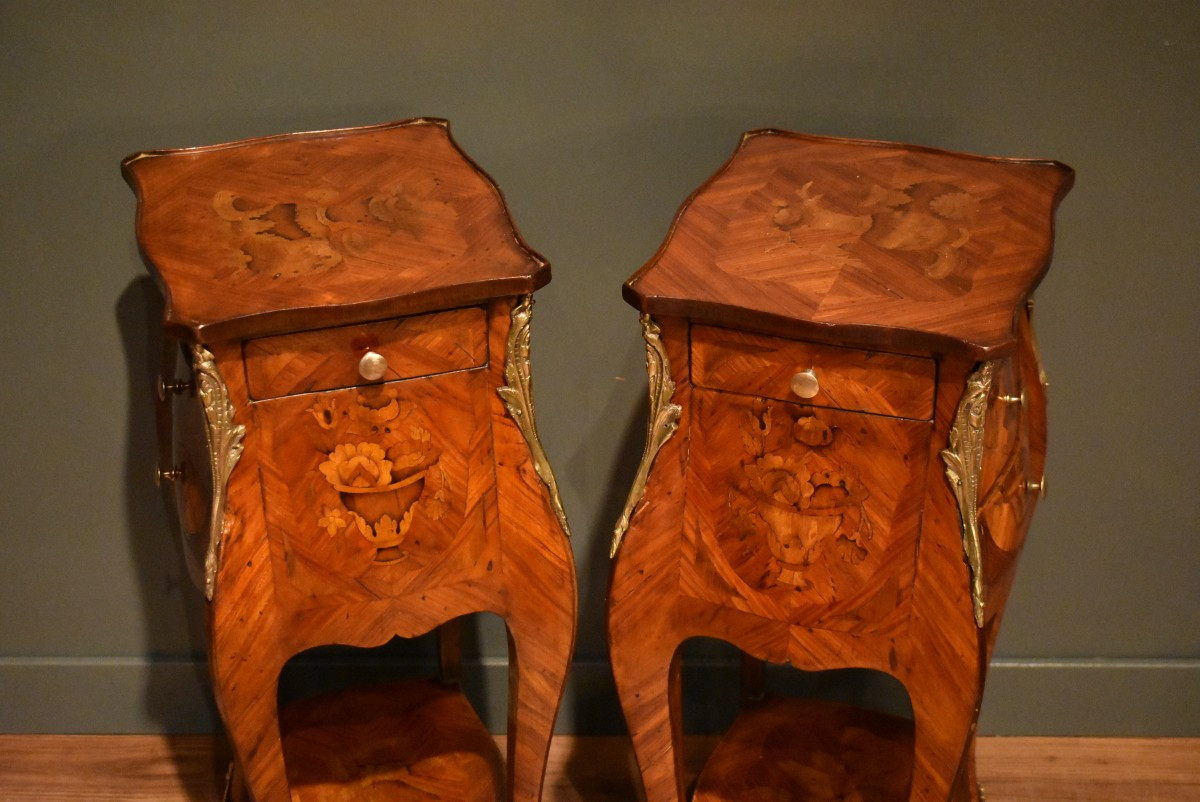 Paire De Chevets Marquetés De Style Louis XV-photo-7
