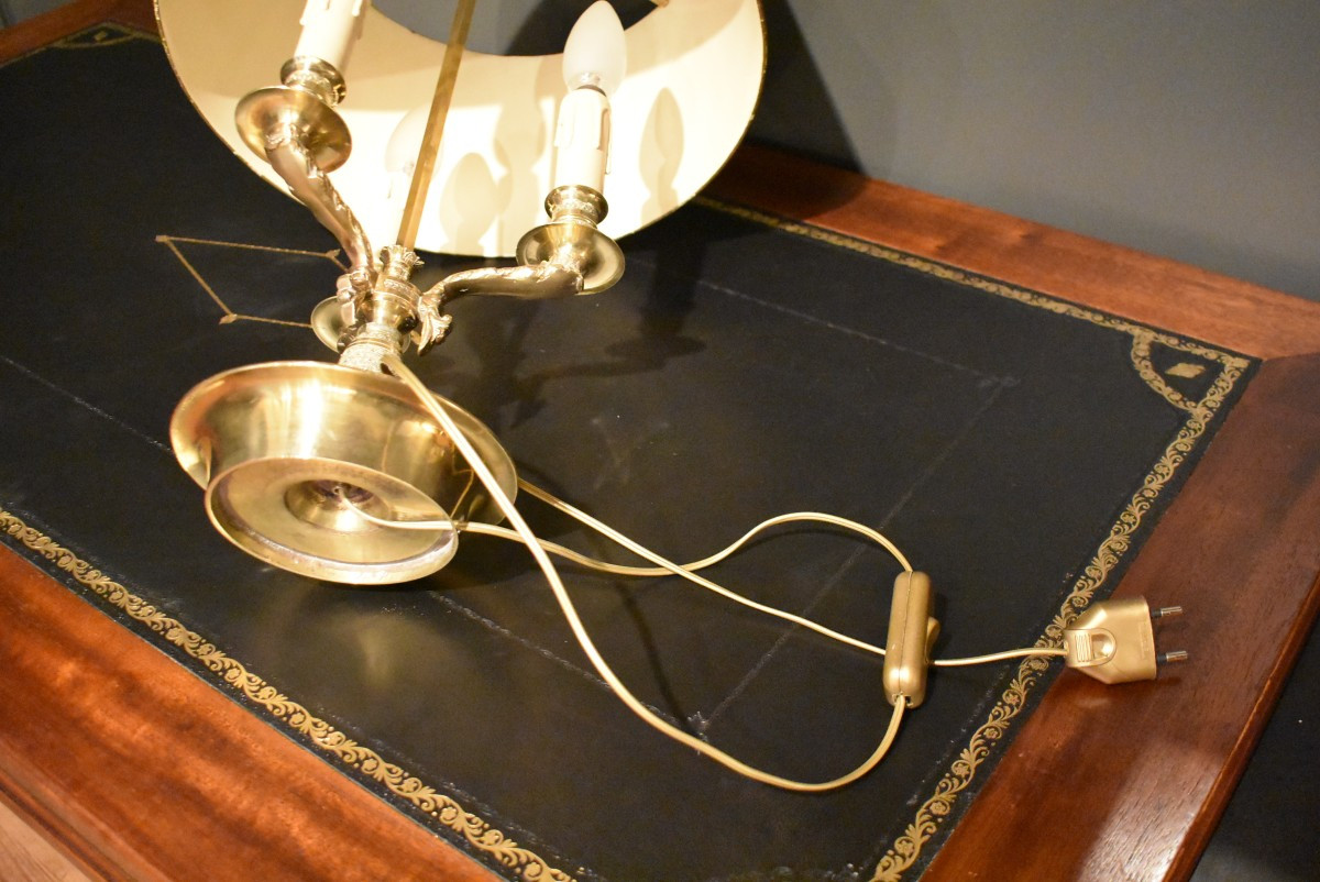 Lampe Bouillotte à Trois Feux Avec Abat Jour Jaune-photo-7