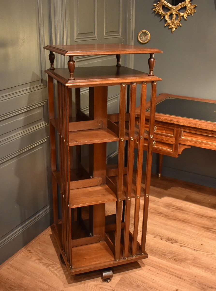 Walnut Revolving Bookcase