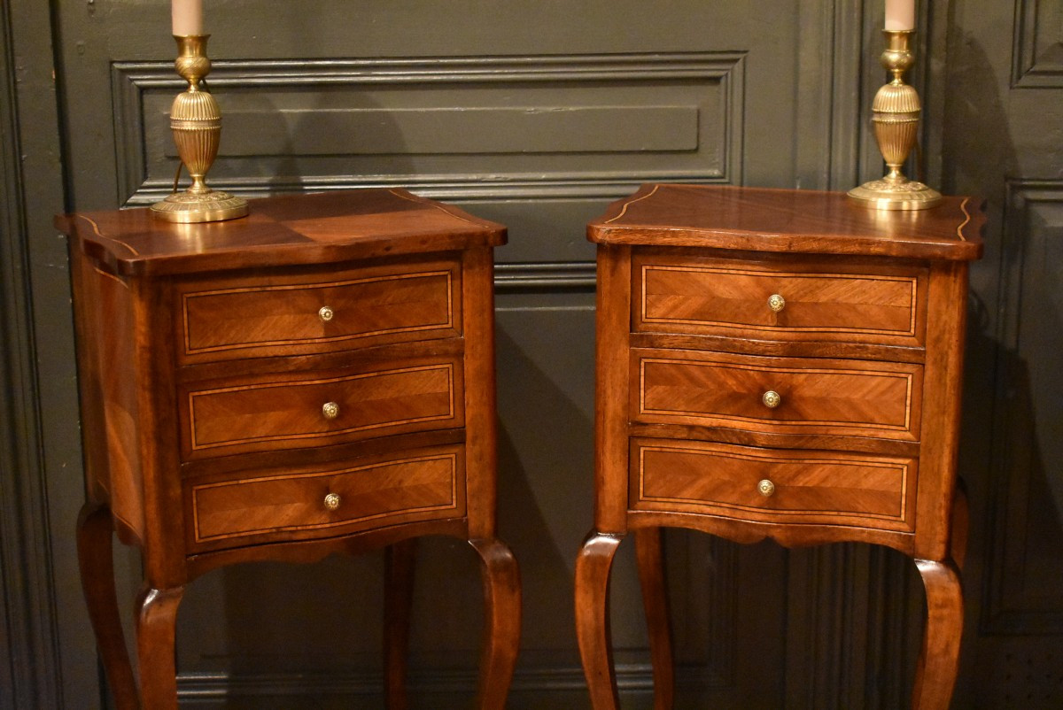 Pair Of Louis XV Style Bedside Tables-photo-3