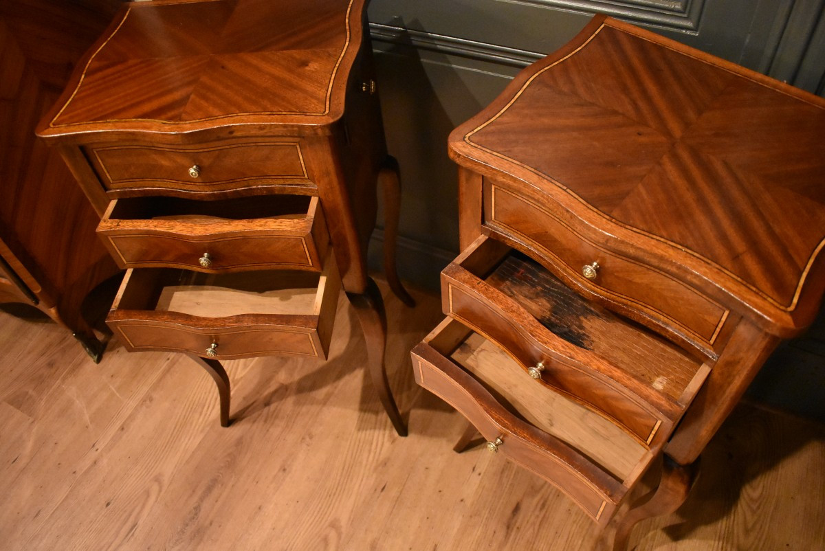 Pair Of Louis XV Style Bedside Tables-photo-3