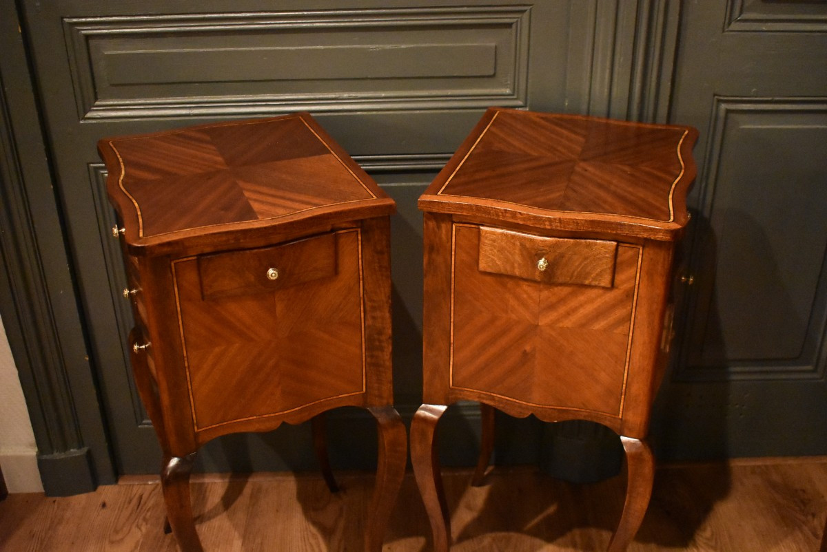 Pair Of Louis XV Style Bedside Tables-photo-7